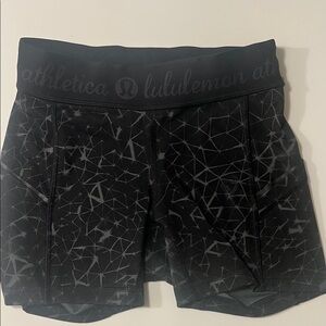 lululemon athletica Black & Grey Patterned Athletic Shorts